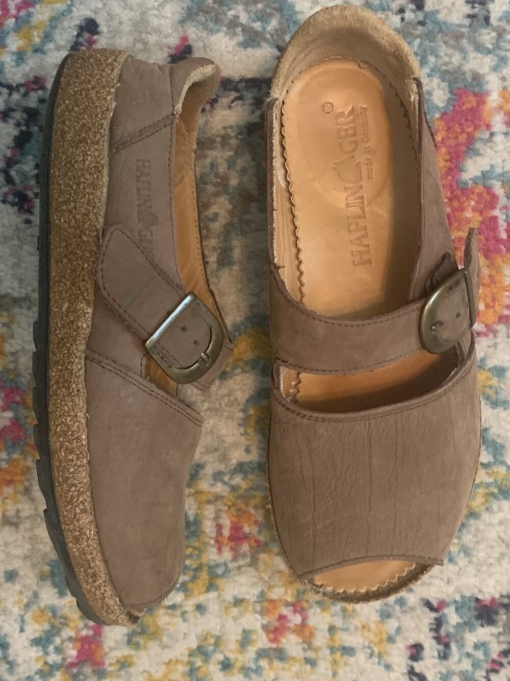 Haflinger peep-toe leather sandals size 37